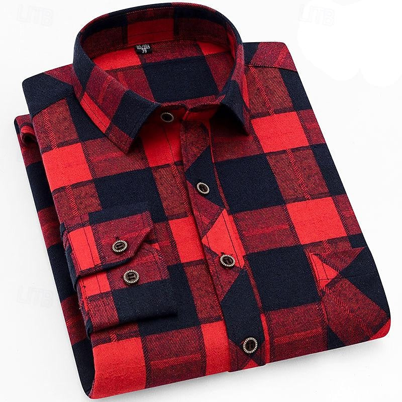Men's Soft Plaid Layering Button-Down Overshirt