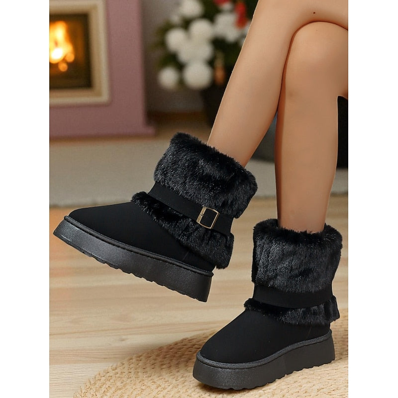 Women's Soft Cushioned Ankle Boots with Fur Trim