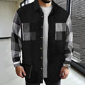Men's Contrast-Paneled Button-Front Shirt Coat