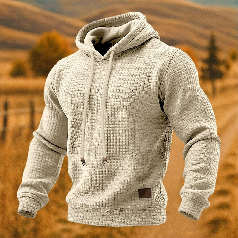 Men's Soft Textured Waffle Hoodie Sweatshirt