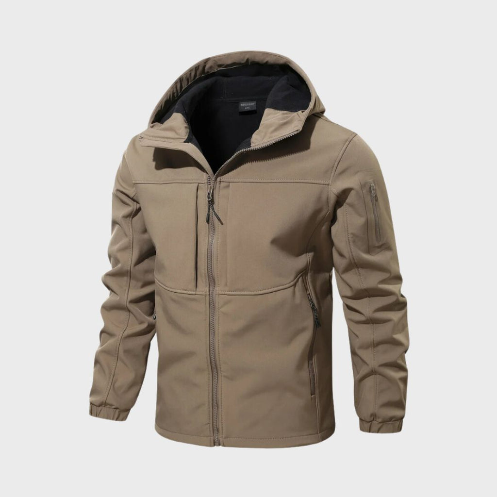 Men's Rain-Ready Softshell Jacket with Attached Hood