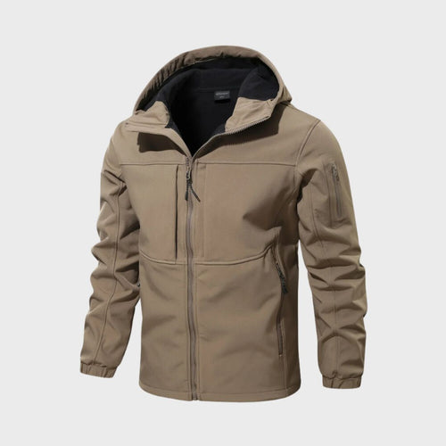 Men's Rain-Ready Softshell Jacket with Attached Hood