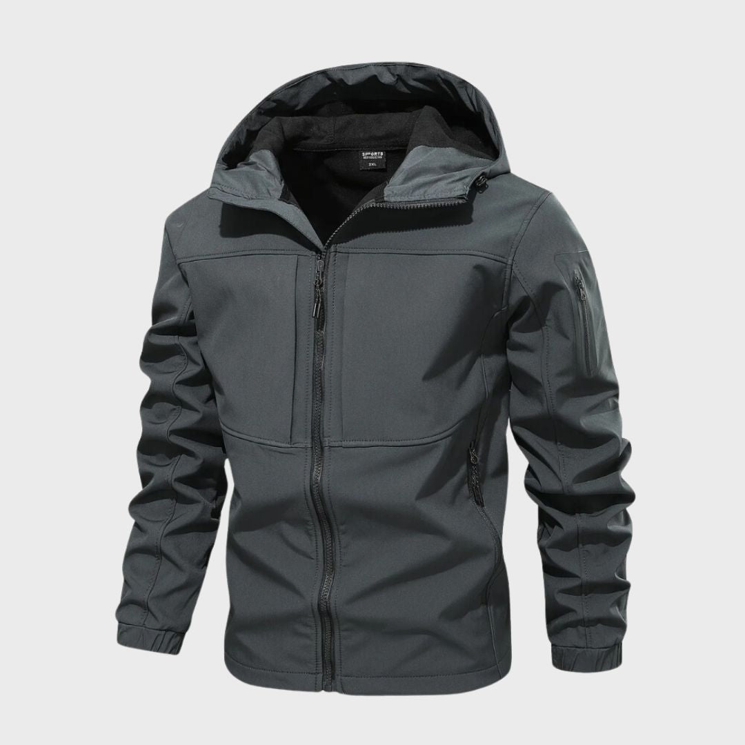 Men's Rain-Ready Softshell Jacket with Attached Hood