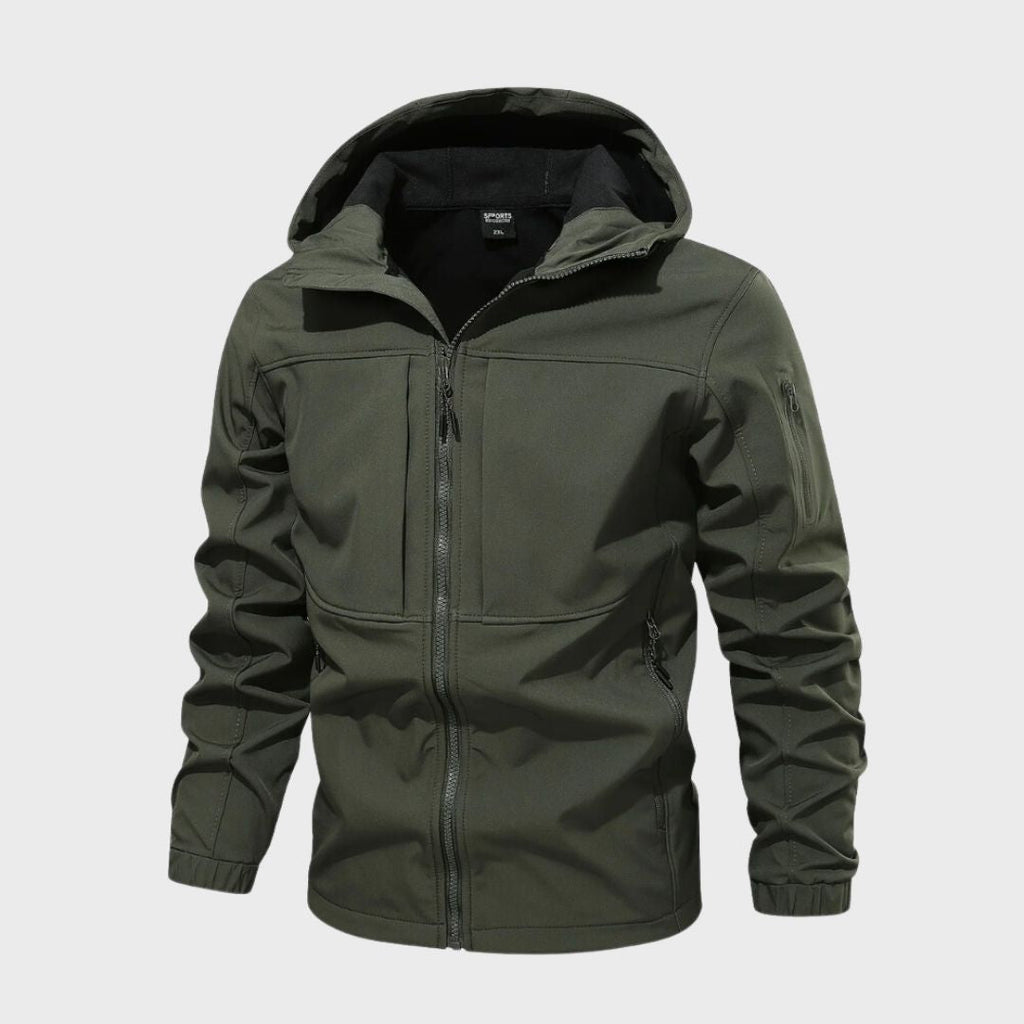 Men's Rain-Ready Softshell Jacket with Attached Hood