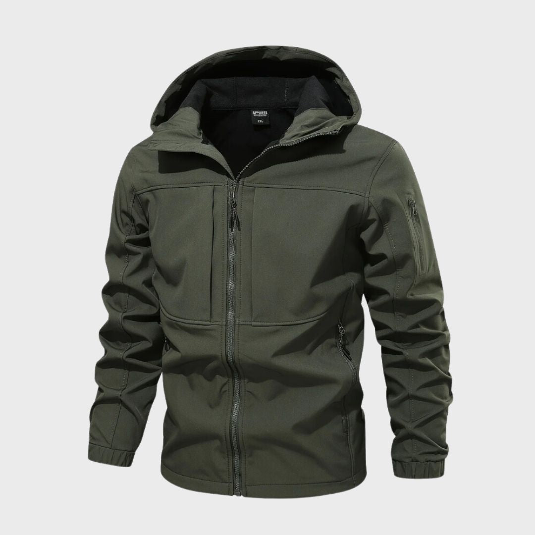 Men's Rain-Ready Softshell Jacket with Attached Hood
