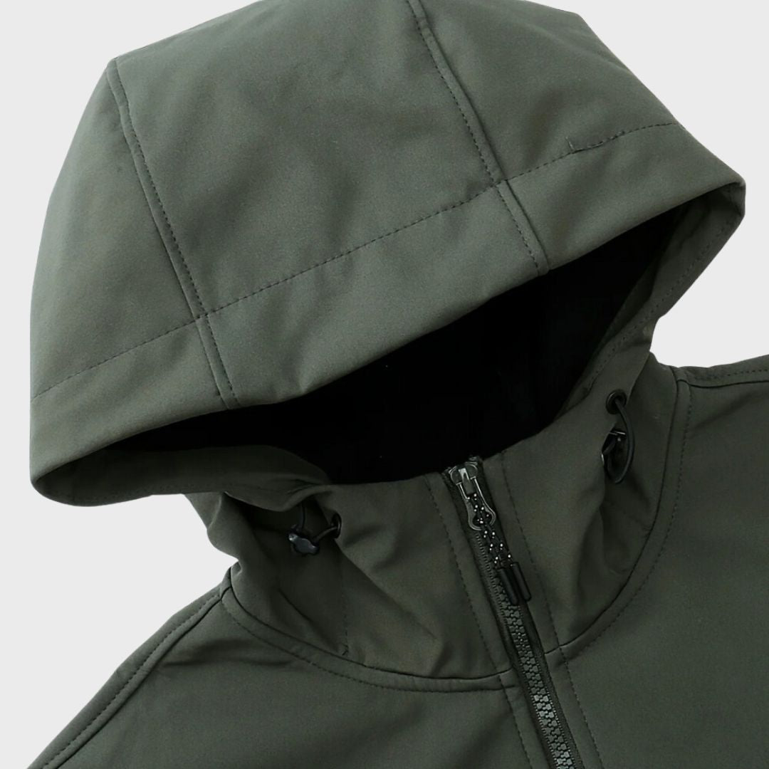 Men's Rain-Ready Softshell Jacket with Attached Hood