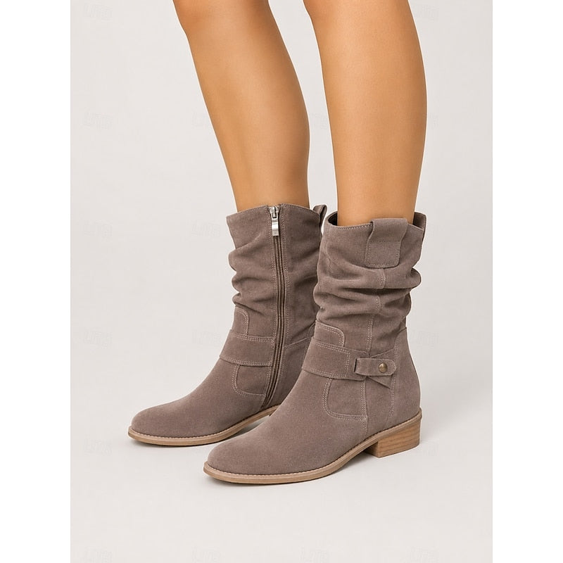 Women's Gentle Block Heel Relaxed Shaft Short Boots