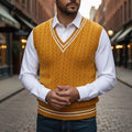 Men's Classic Striped Cable Detail Sweater Vest
