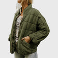 Women's Oversized Geometric Quilted Bomber Jacket