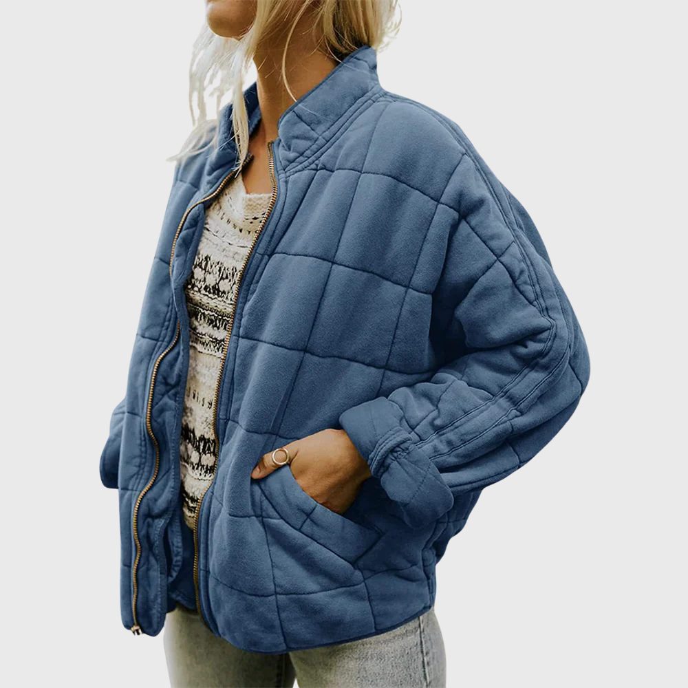 Women's Oversized Geometric Quilted Bomber Jacket
