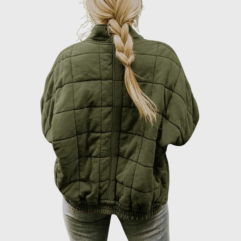 Women's Oversized Geometric Quilted Bomber Jacket