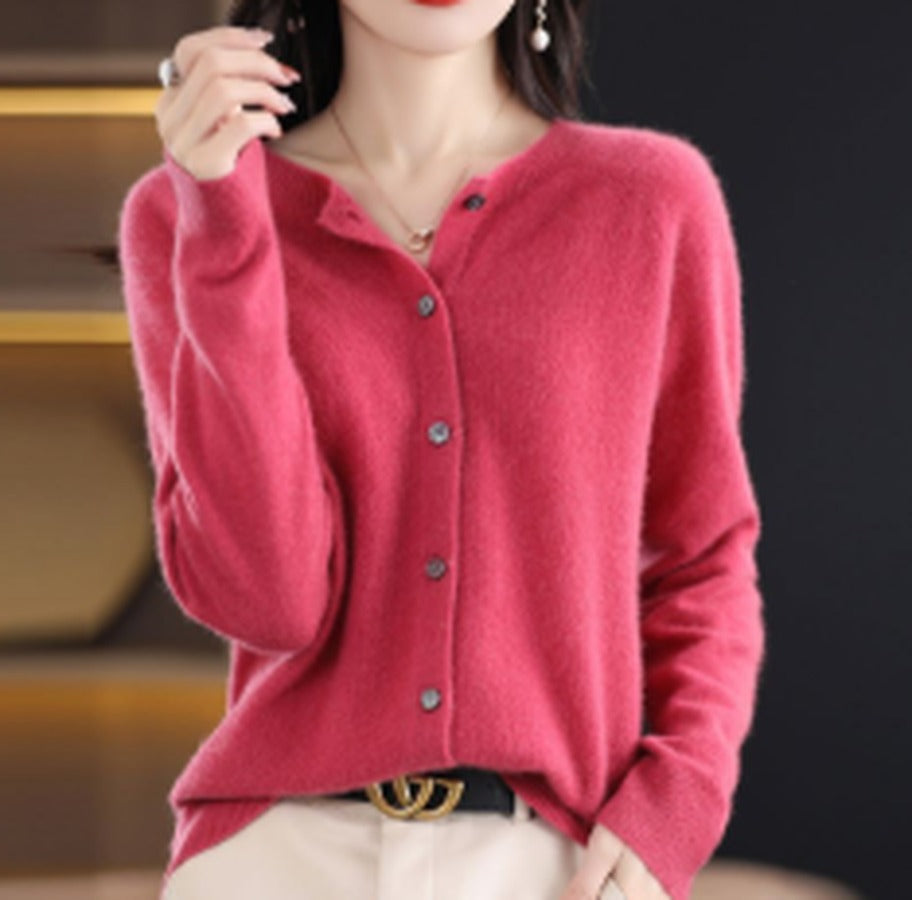 Women's Easy-Fit Button-Up Knit Layering Cardigan