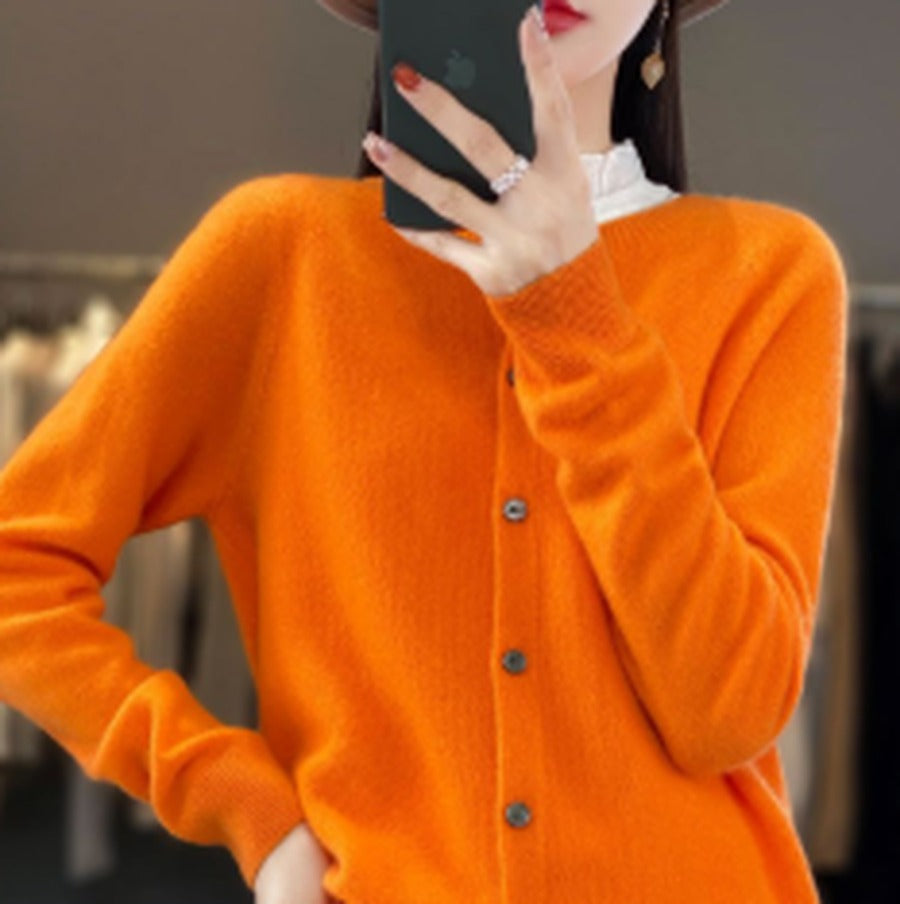 Women's Easy-Fit Button-Up Knit Layering Cardigan
