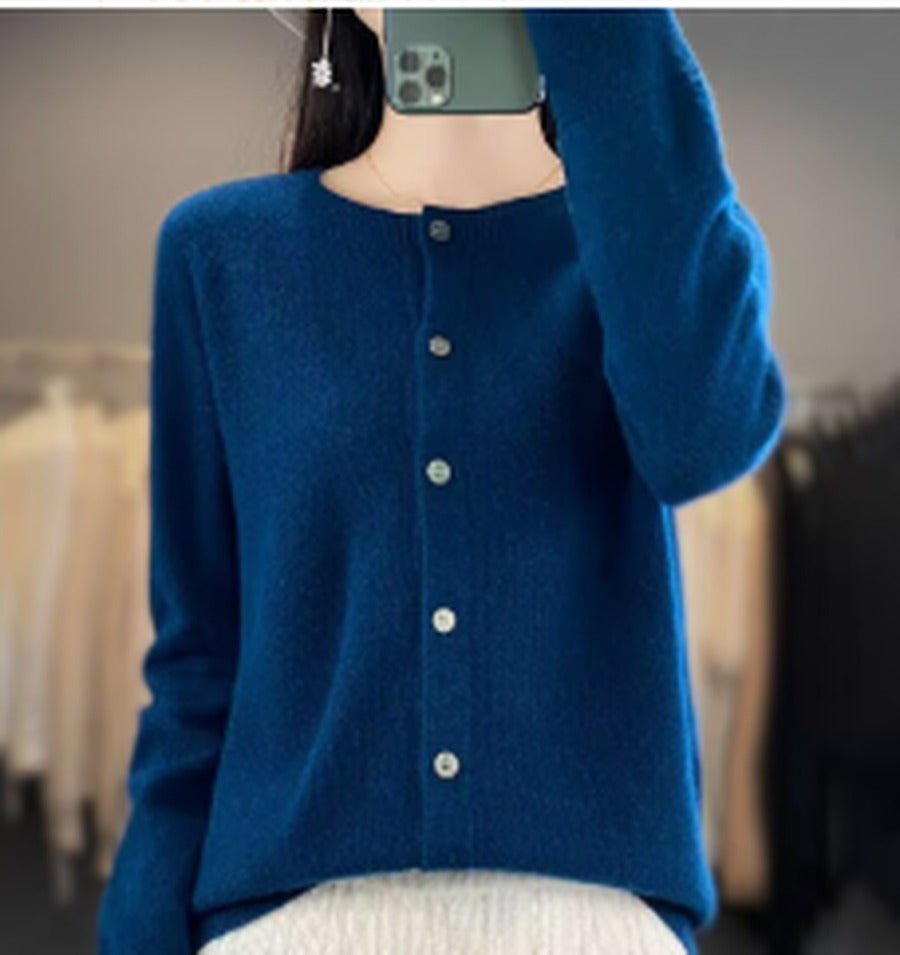 Women's Easy-Fit Button-Up Knit Layering Cardigan