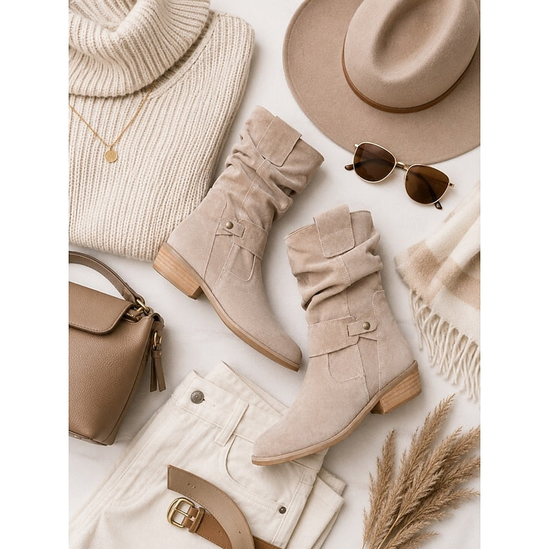 Women's Gentle Block Heel Relaxed Shaft Short Boots