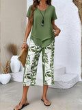 Women's Relaxed Tiered Hem Top Capri Outfit Set