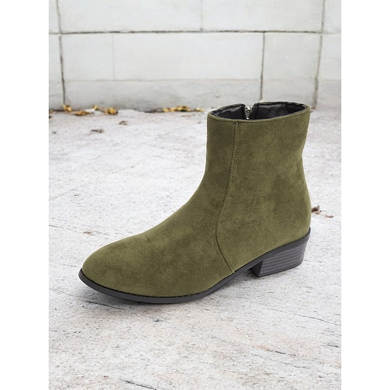 Women's Tailored Ankle Booties with Low Block Heel