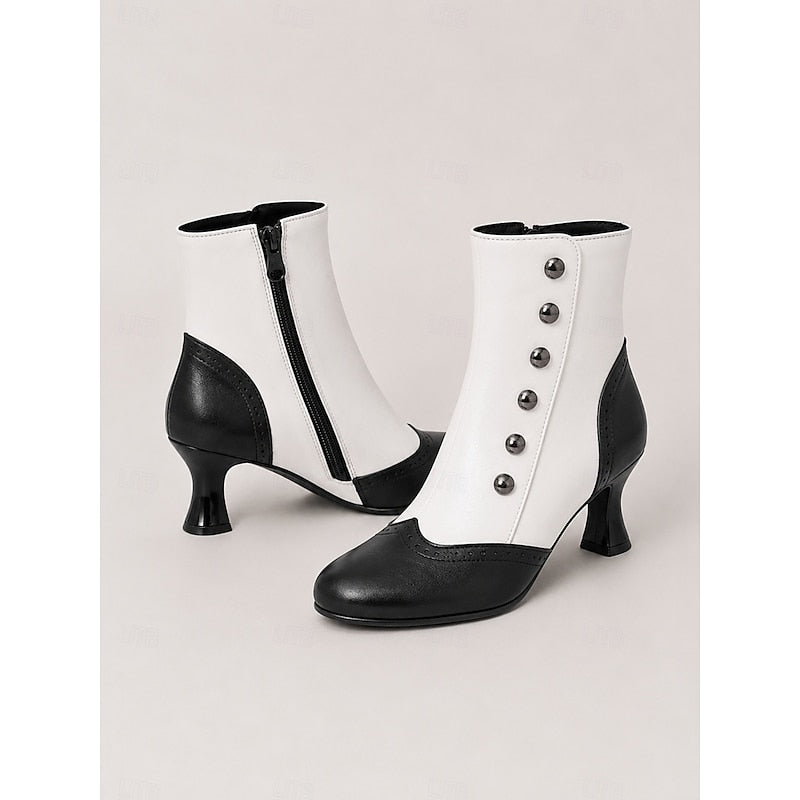 Women's Contrast Finish Small Button Short Boots