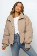 Women's Short Zip-Front Quilted Puffer Coat