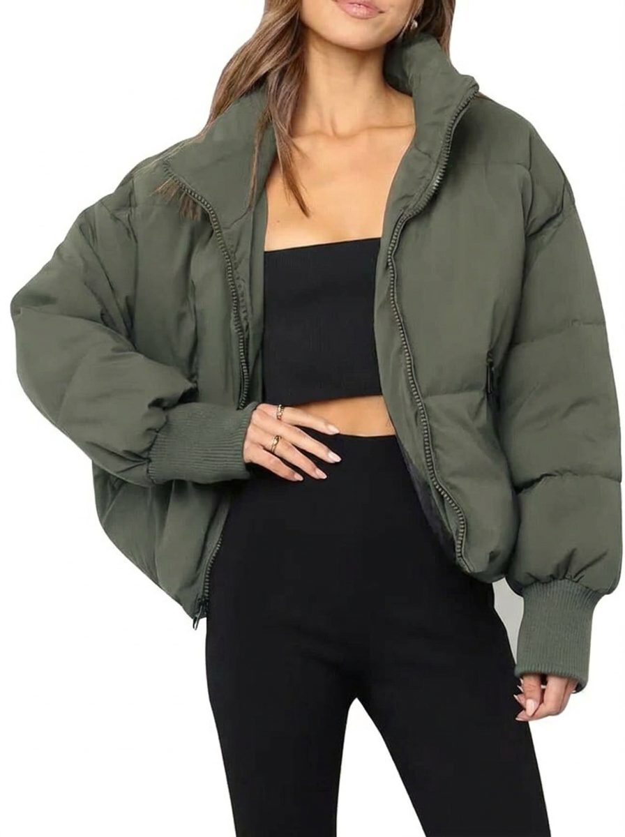 Women's Short Zip-Front Quilted Puffer Coat