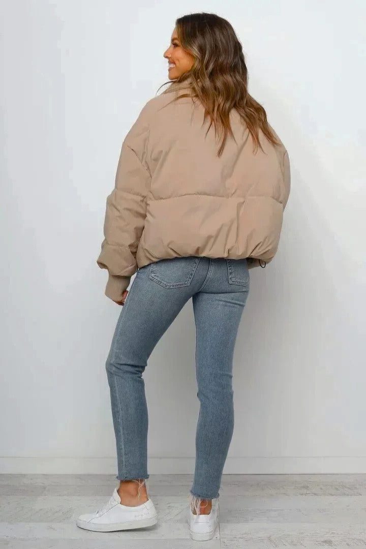 Women's Short Zip-Front Quilted Puffer Coat