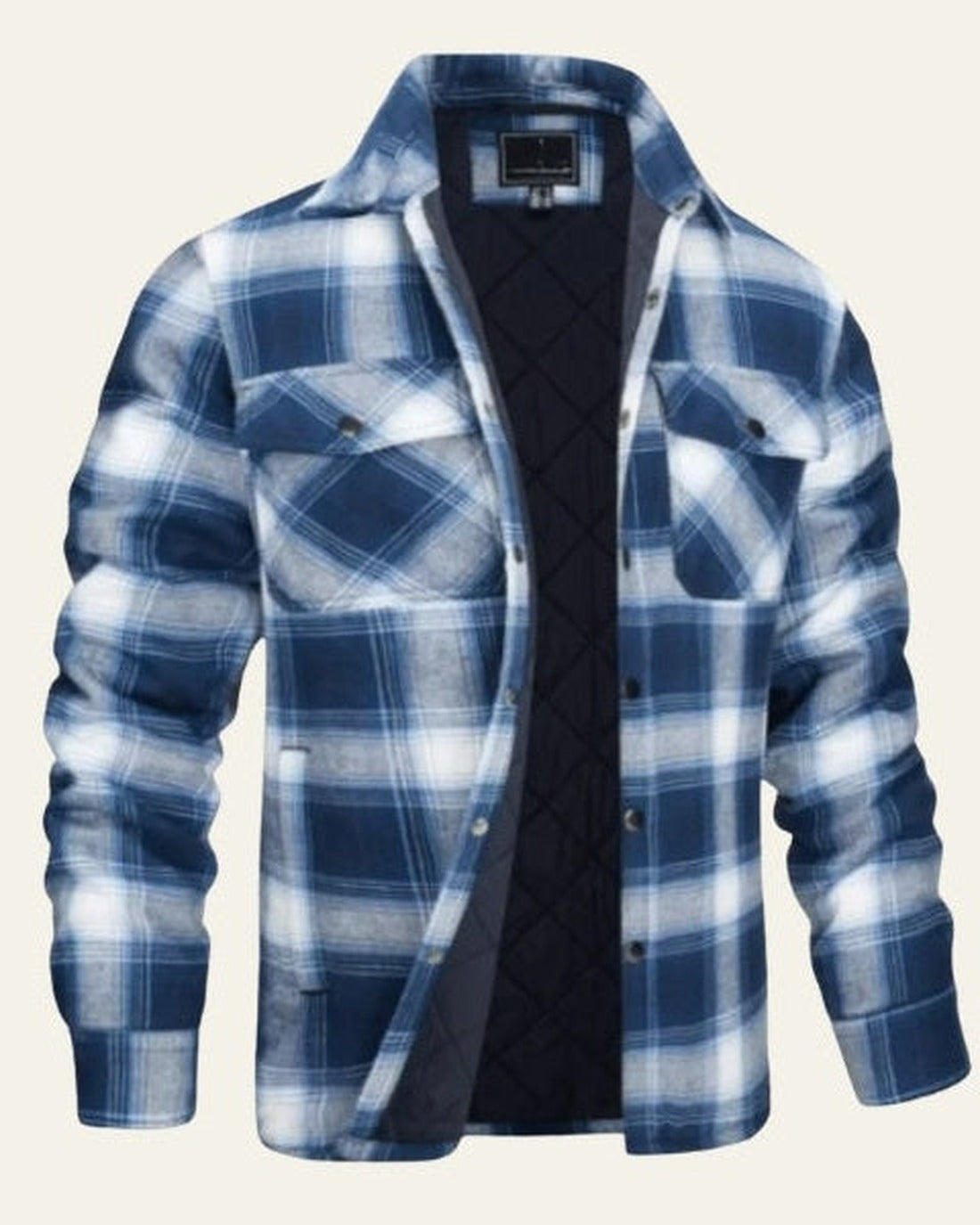 Men's Snap Closure Check Print Overshirt