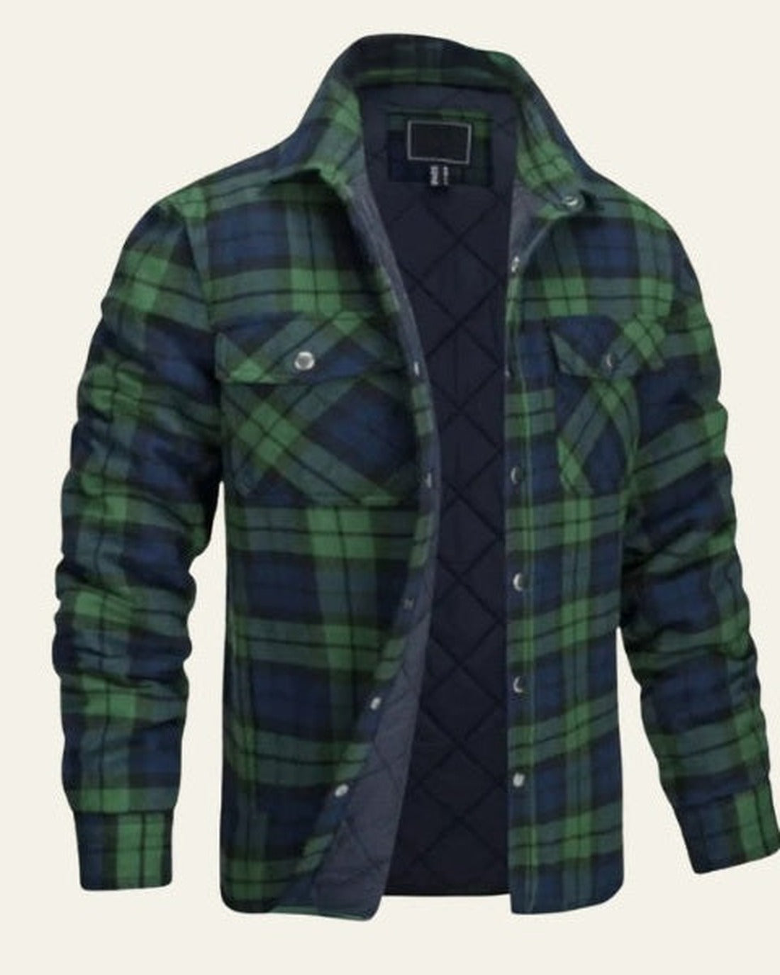 Men's Snap Closure Check Print Overshirt