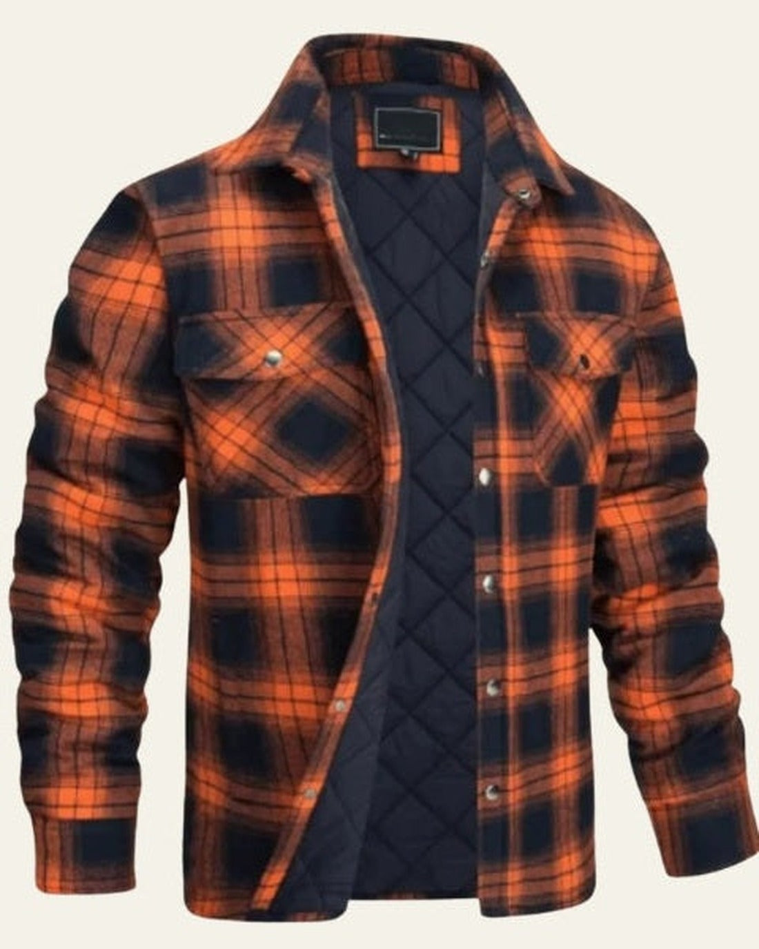 Men's Snap Closure Check Print Overshirt