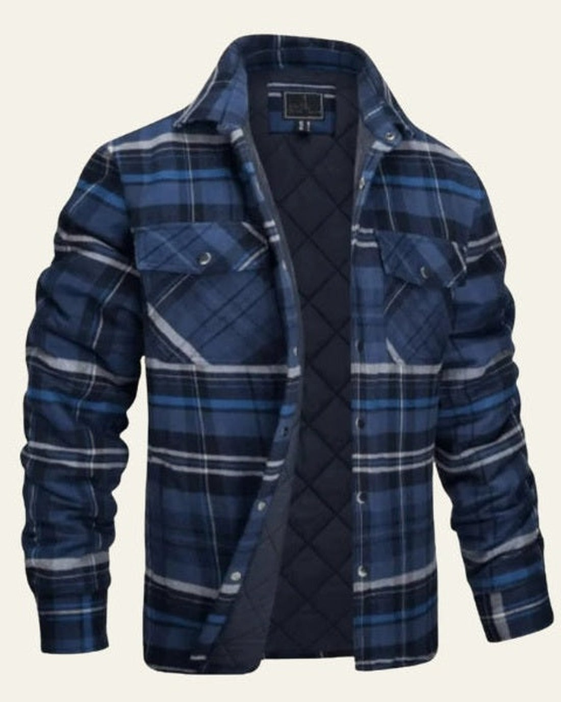 Men's Snap Closure Check Print Overshirt