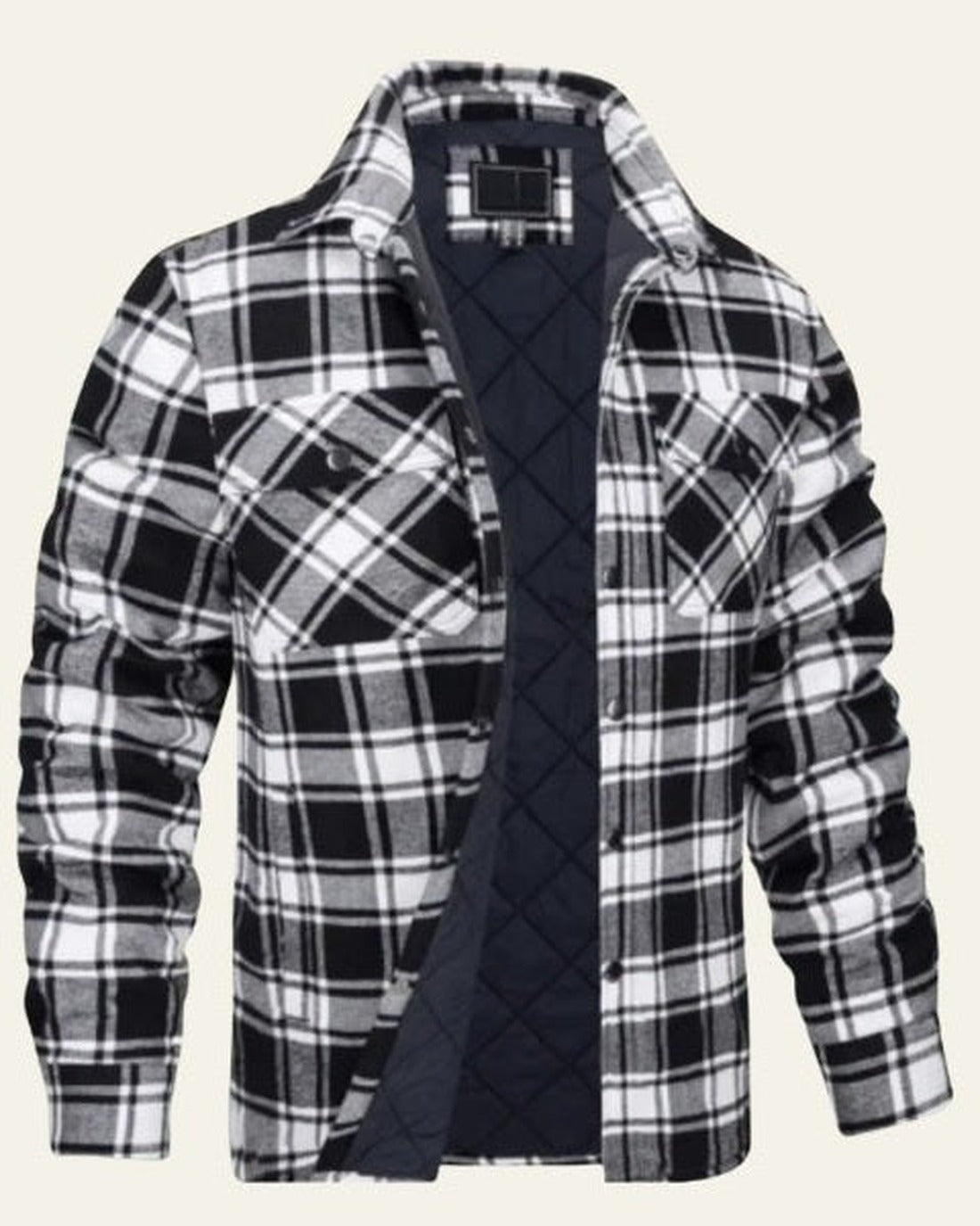 Men's Snap Closure Check Print Overshirt