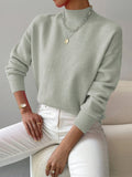 Women's Versatile Rib Knit Sweater with Roll Collar