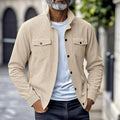 Men's Fine Ribbed Stand-Collar Shacket