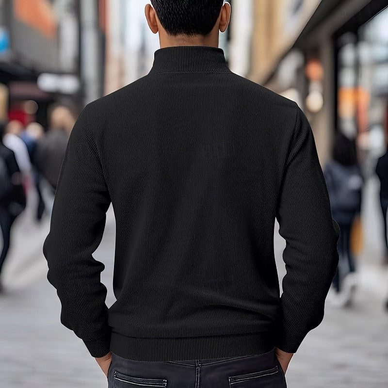 Men's Fine Ribbed Stand-Collar Shacket