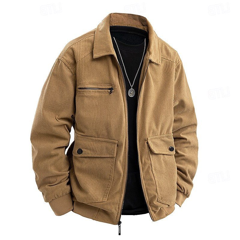 Men's Flap Pocket Full Zip Cord Work Jacket