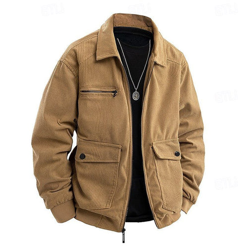 Men's Flap Pocket Full Zip Cord Work Jacket