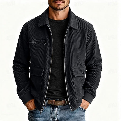 Men's Flap Pocket Full Zip Cord Work Jacket