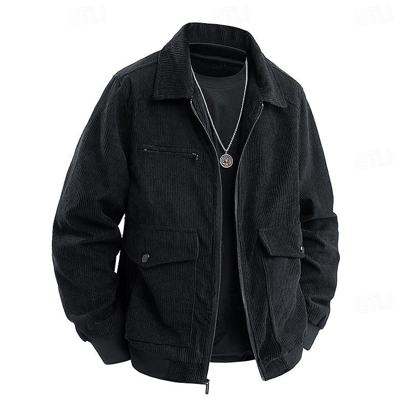 Men's Flap Pocket Full Zip Cord Work Jacket
