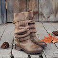 Women's Cozy Slouchy Knit Cold Weather Boots with Buckles