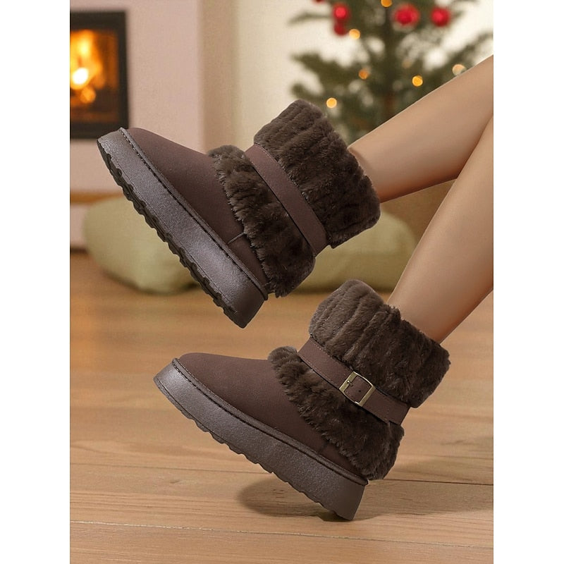 Women's Soft Cushioned Ankle Boots with Fur Trim