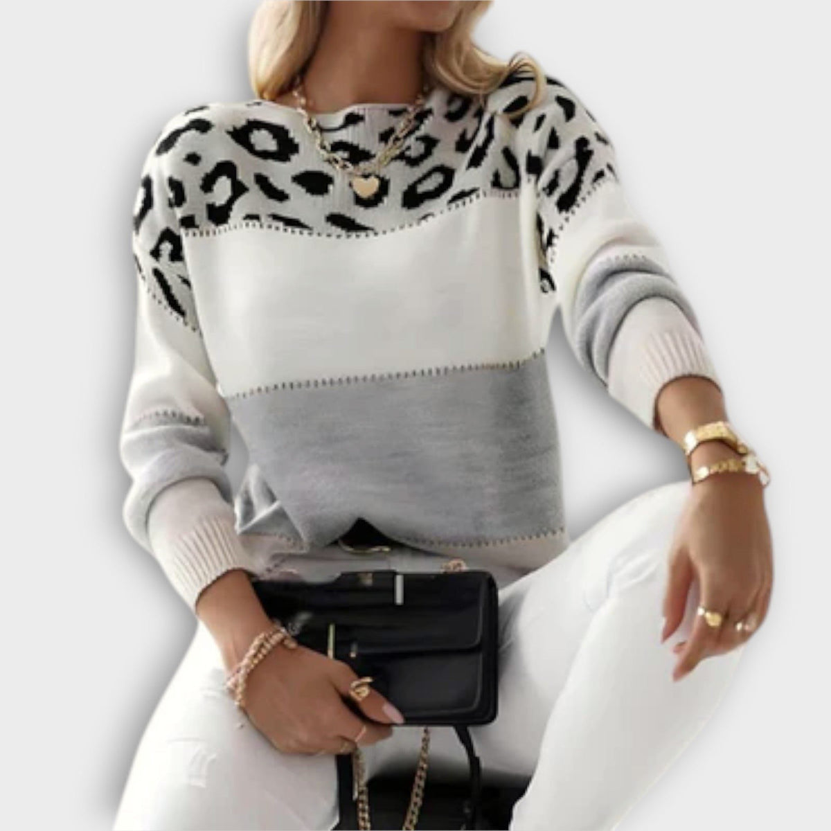 Women's Leopard Pattern Round Neck Everyday Sweater