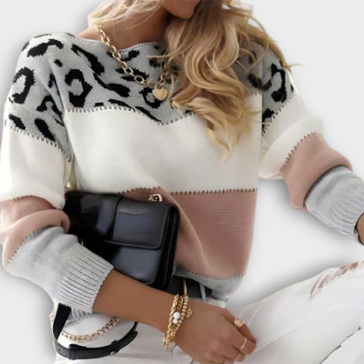 Women's Leopard Pattern Round Neck Everyday Sweater