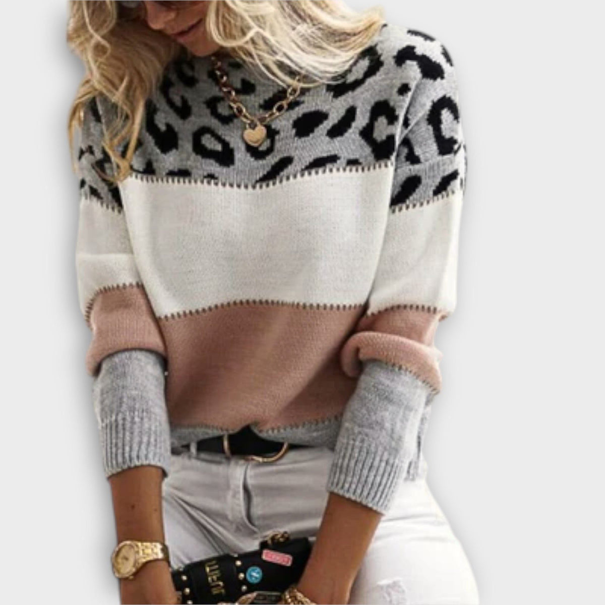 Women's Leopard Pattern Round Neck Everyday Sweater