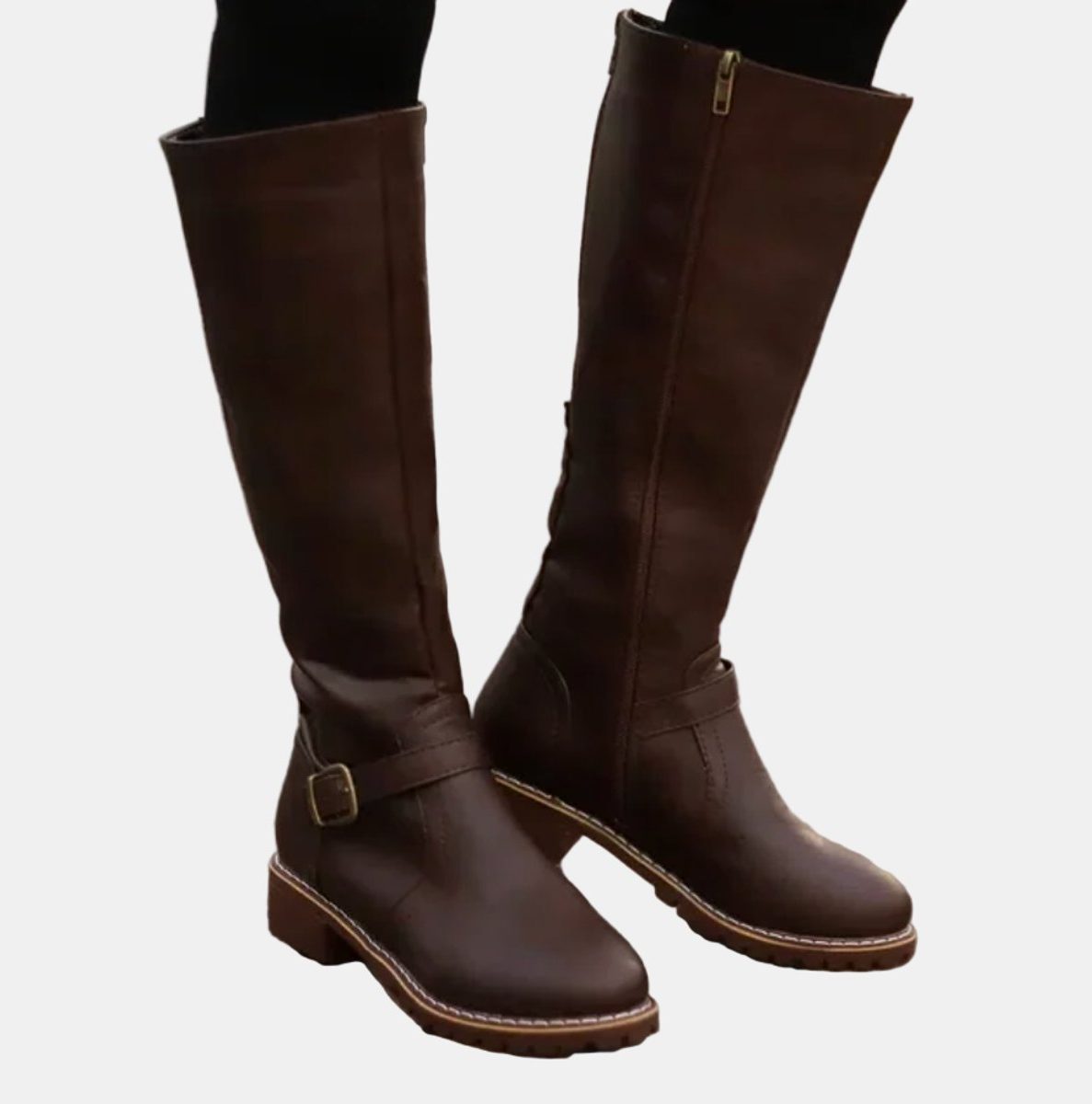 Women's Polished Tall Riding Boots with Walkable Block Heel