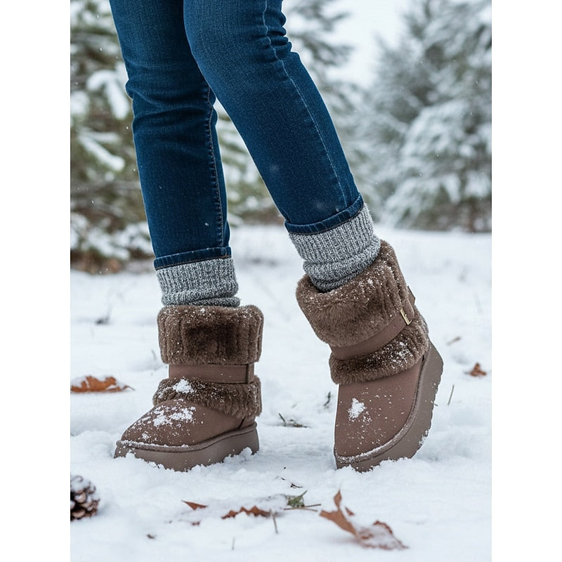 Women's Soft Cushioned Ankle Boots with Fur Trim