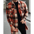 Men's Button-Front Checked Shirt Jacket with Pockets