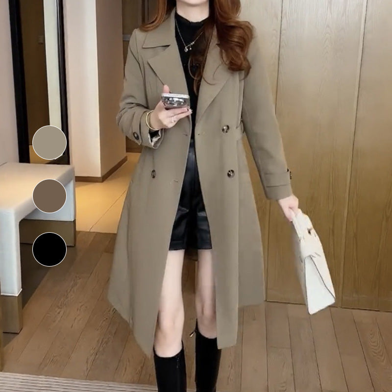 Women's Adjustable Belt Trench Topcoat