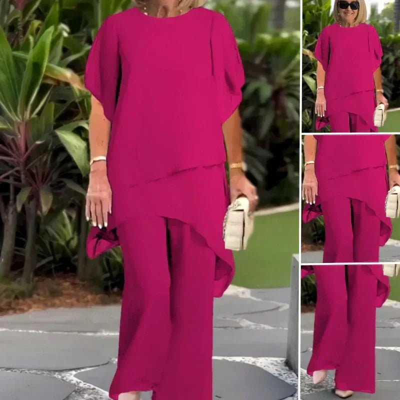 Women's Draped Evening Brunch Palazzo Two Piece Set