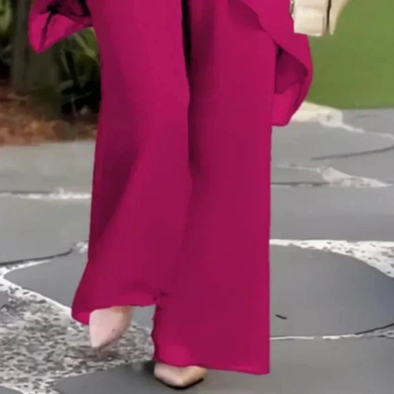 Women's Draped Evening Brunch Palazzo Two Piece Set