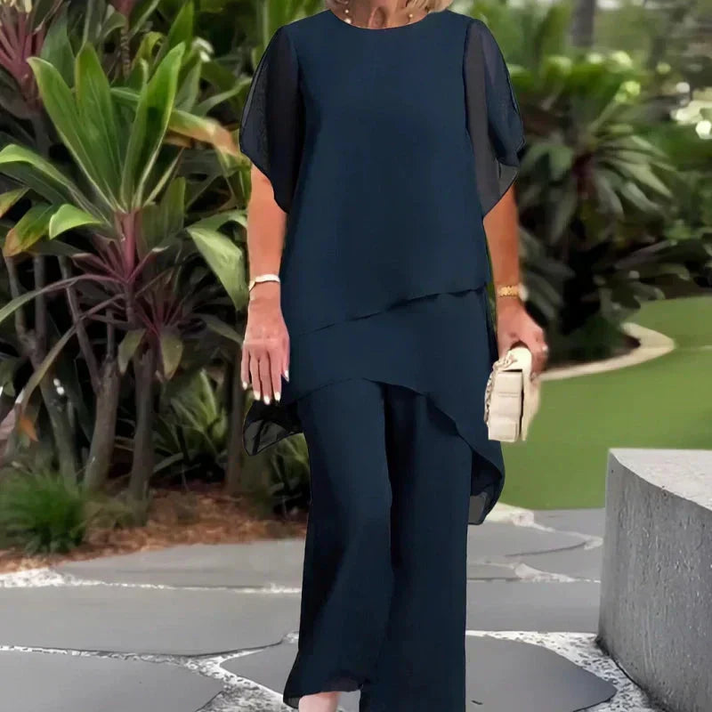 Women's Draped Evening Brunch Palazzo Two Piece Set