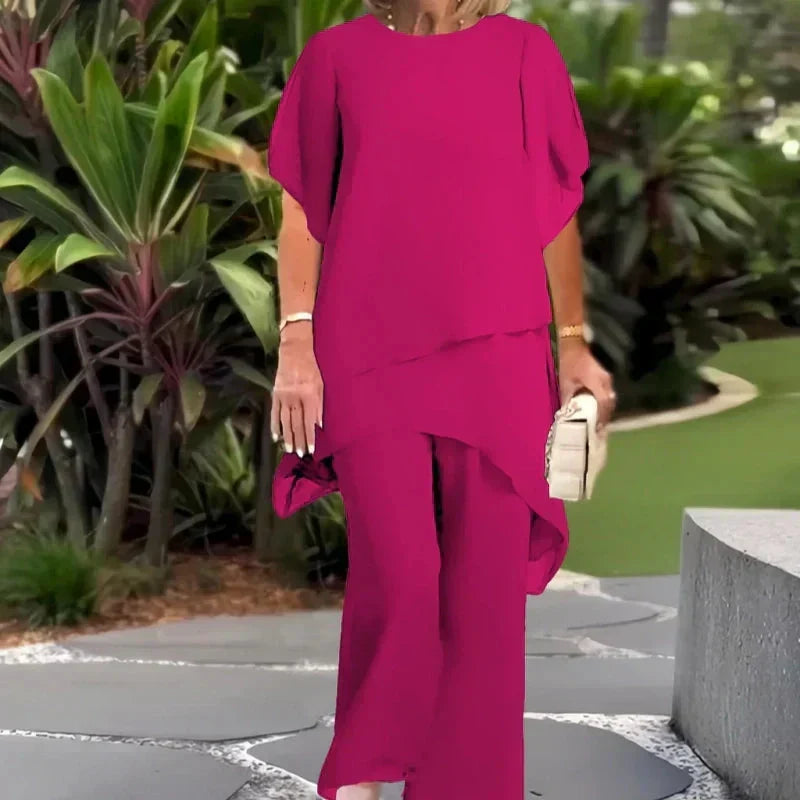 Women's Draped Evening Brunch Palazzo Two Piece Set